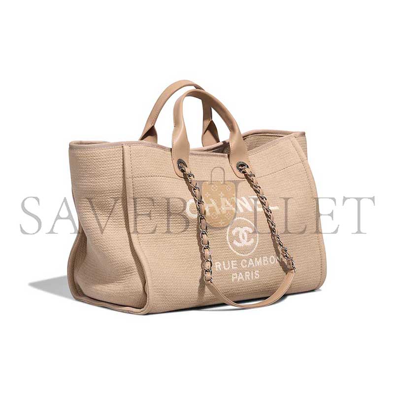 CHANEL DEAUVILLE MEDIUM CANVAS LAMB BEIGE AS4317 (39*30*22cm)